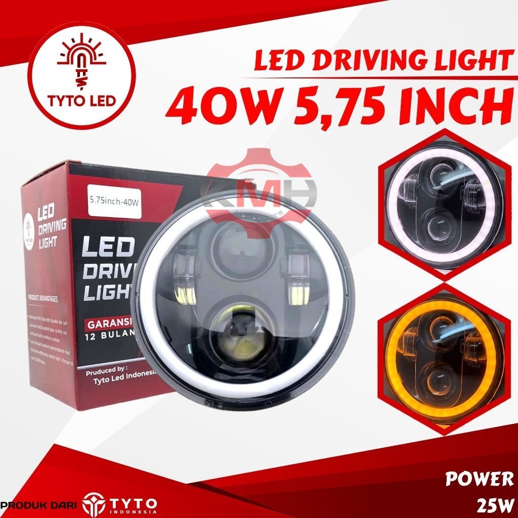 Lampu Utama Bulat 5.75 inch Universal  H6 H4 25watt Tyto Led 40W Led Driving Light