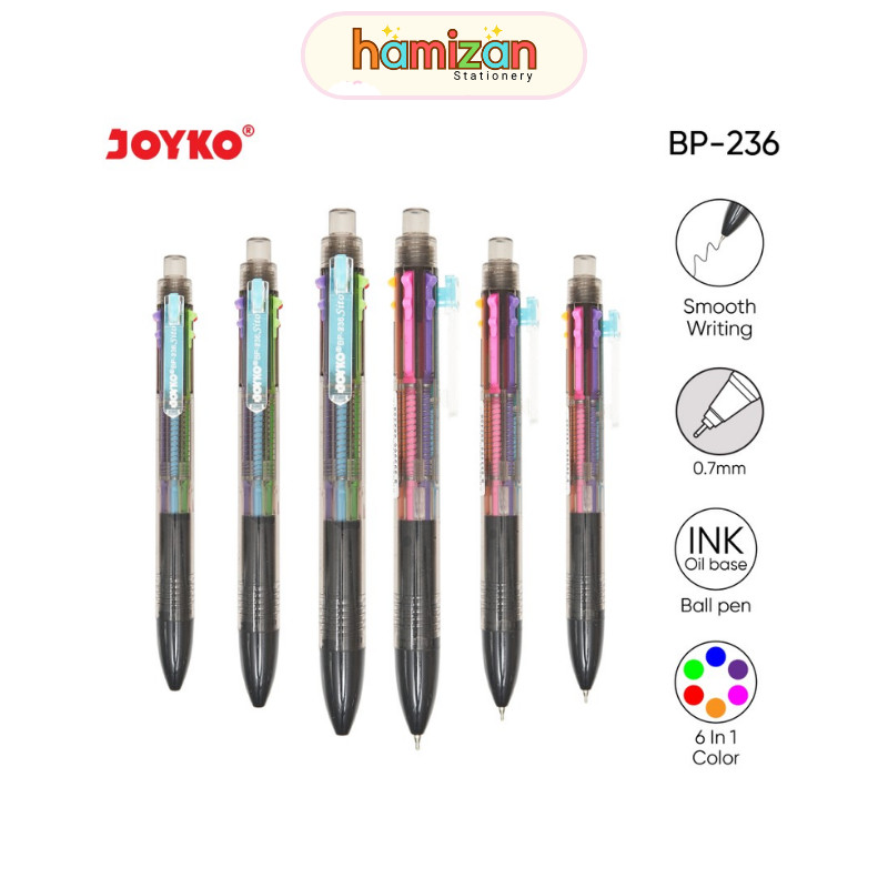 

( 1 pcs ) Ball Pen BP236 / Pulpen / Pena 6 warna Joyko BP-236 / Sito 0.7 mm / Ball Pen / Pulpen / Pena Joyko BP-236 / Sito/ 0.7 mm/ 6 Warna/ Colors Murah Berkualitas