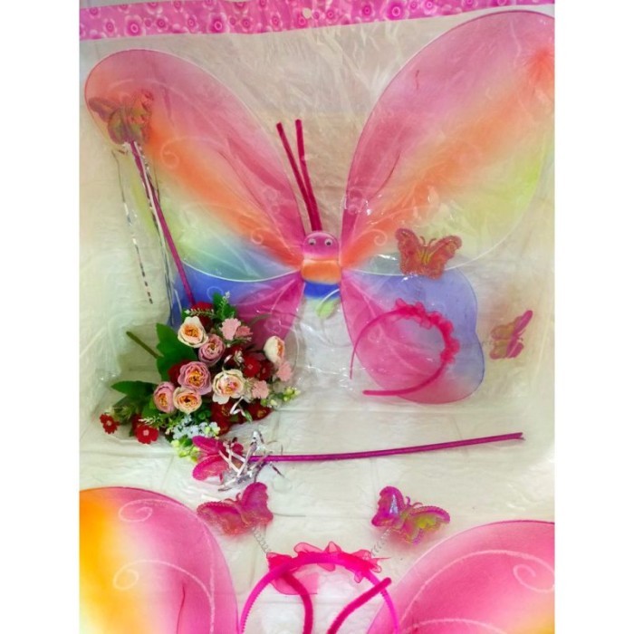 RB001 1 set SAYAP PERI KUPU KUPU PELANGI LED/SAYAP BIDADARI