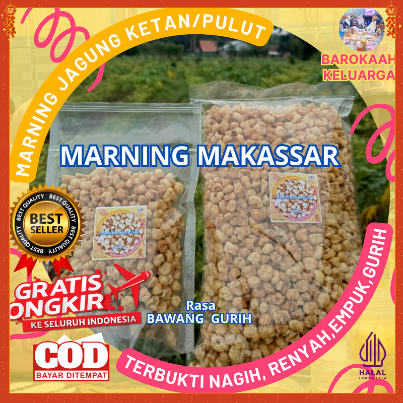 

MARNING JAGUNG SULTAN/SNACK MAKARONI MARNING JAGUNG KETAN / SNACK MARNING JAGUNG JAGUNG MILENIAL/ CEMILAN MARNING JAGUNG TERBUKTI SUPER DUPER EMPUK RENYAH SETENGAH KG KILOGRAM (500gr) Marning Jagung Makassar Spesial