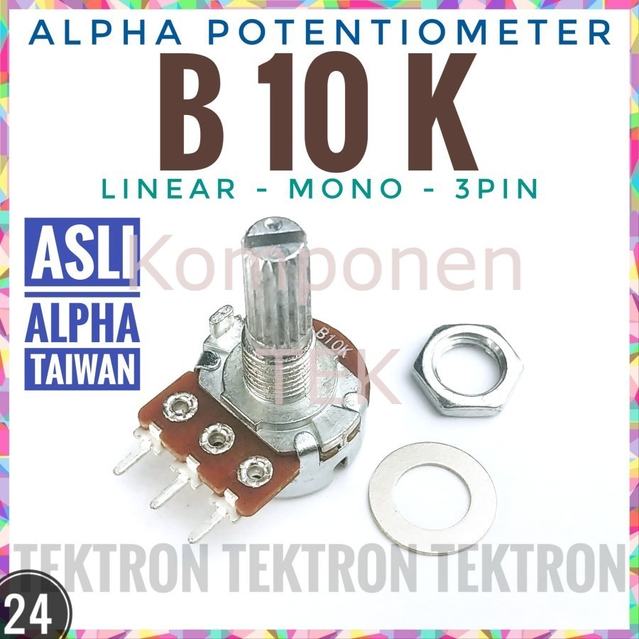 ALPHA B10K Mono ASLI TAIWAN POTENTIOMETER 103 B103 POTENSIO 10K 10Kohm Barang Baru