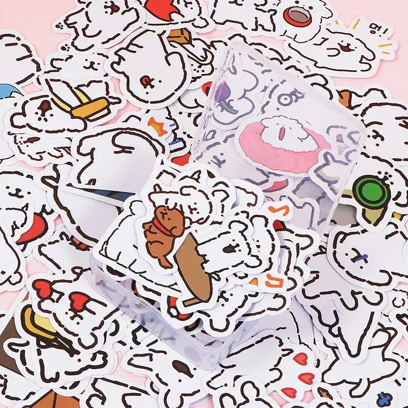 

100PCS Cartoon Cute Line Dog in The Book Stickers DIY Toy Laptop Luggage Skateboard Suitcase Guitar Graffiti Decal Sticker