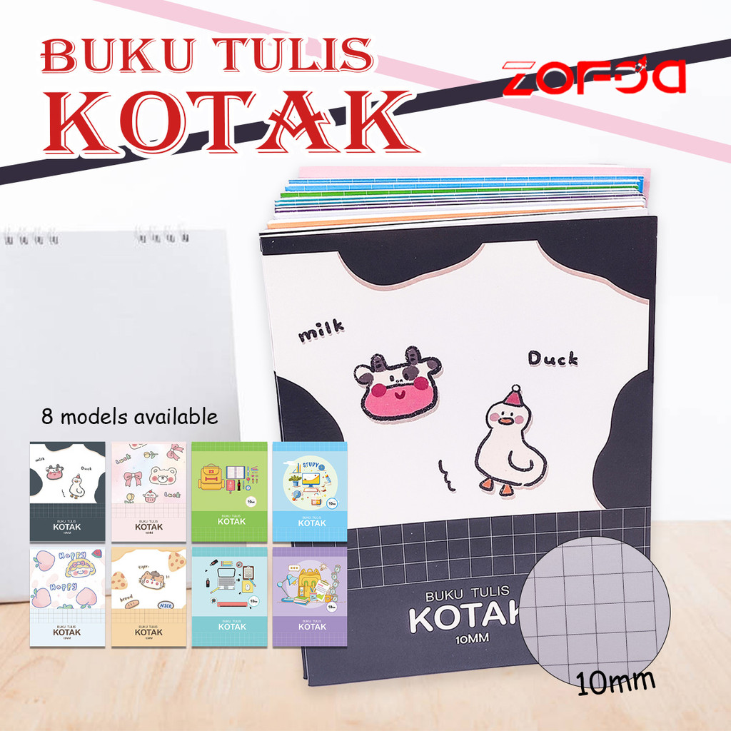 

10*10mm Grid Notebook Buku Tulis Kotak Kecil Lucu Anak 38 Lembar Grid Note book Aesthetic Perlengkapan Sekolah 4/8PCS
