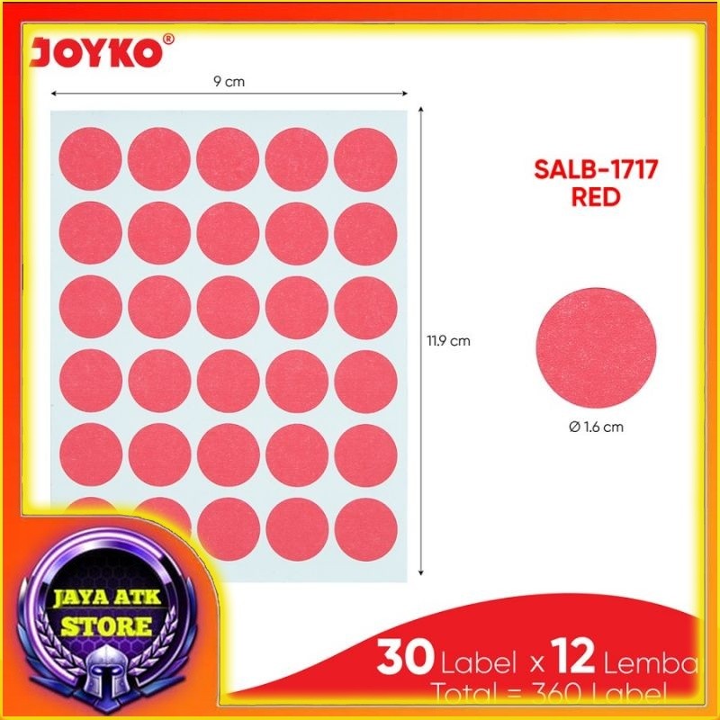 

Label Sticker JOYKO SALB-1719 Dan SALB-1717 Self Adhesive Labels Stiker Tempel Bulat Merah Dan Hijau 12 Sheets
