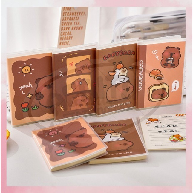 

AS PROMO - Buku Notebook Mini Cover A7 Motif Kartun Karakter Kapibara Capybara (Free Sampul Cover)