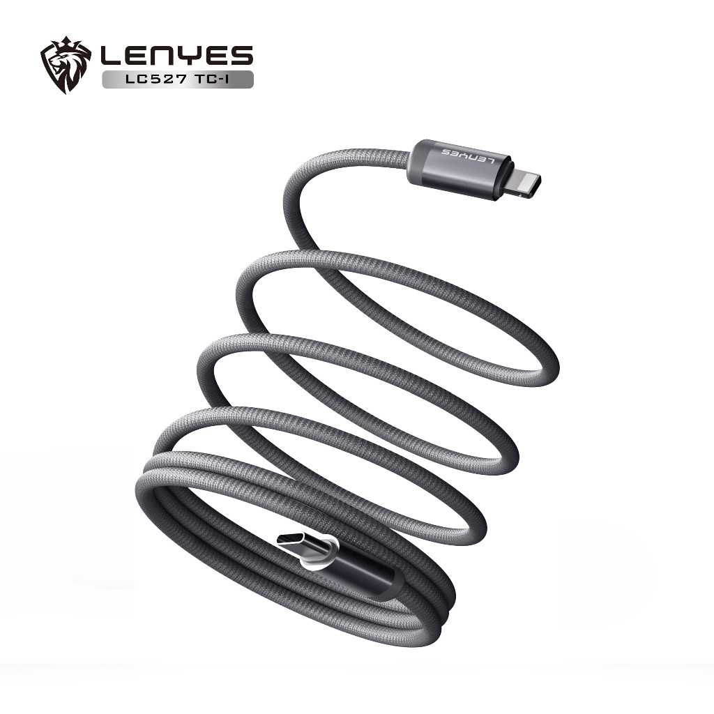 Kabel Data LENYES LC527 Fast Charging 27W 60W Magnetic Braided Data Cable Charger Nylon