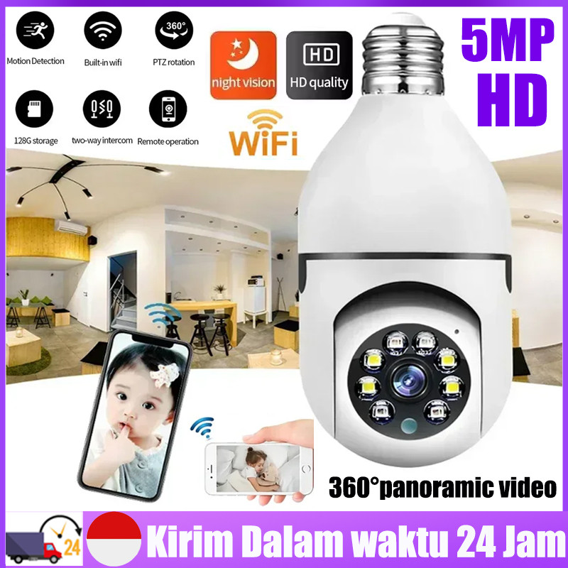 [Ready Ya,Cod] V380 Pro CCTV Kamera Lampu WiFi 360 Degree PTZ View Motion Detection Home Security IP