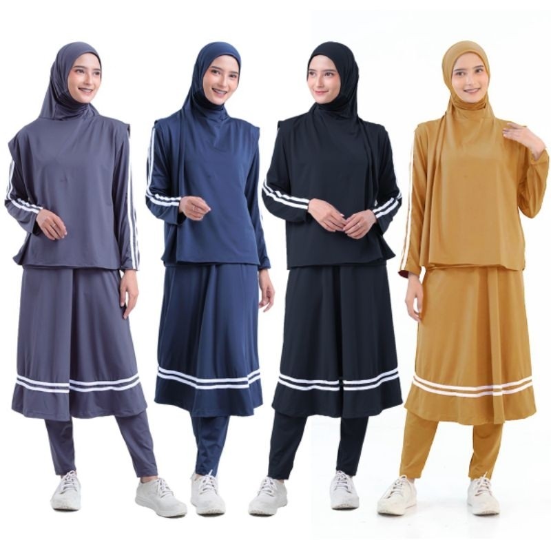 ER40 Setelan Baju Olahraga Wanita Muslim Jumbo Syar'i  Termasuk Hijab Rompi
