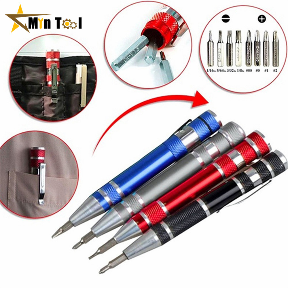 Multifunction 8 In 1 Pocket Precision Mini Screwdriver Pen Repair Tools Kit Mini Screwdriver Pen Rep