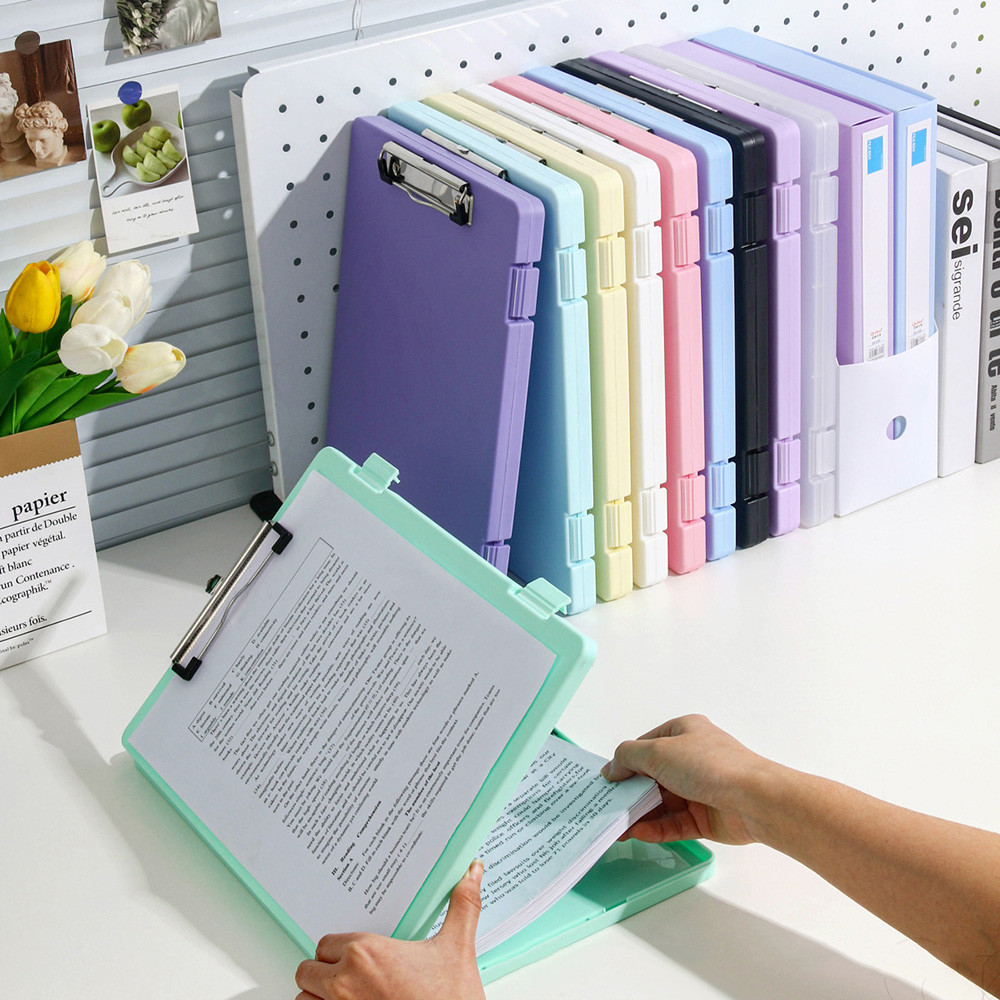 

Large-Capacity A4 Clipboards File Folder Box Sturdy Plate Clip Design Multi-functional for Efficient Paper Storage for Students