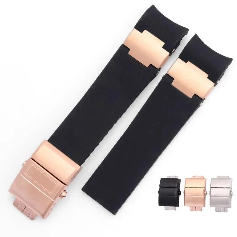 For Ulysse Nardin High Quality Silicone Rubber Watch Band 263 DIVER Curved End Strap 22mm Waterproof