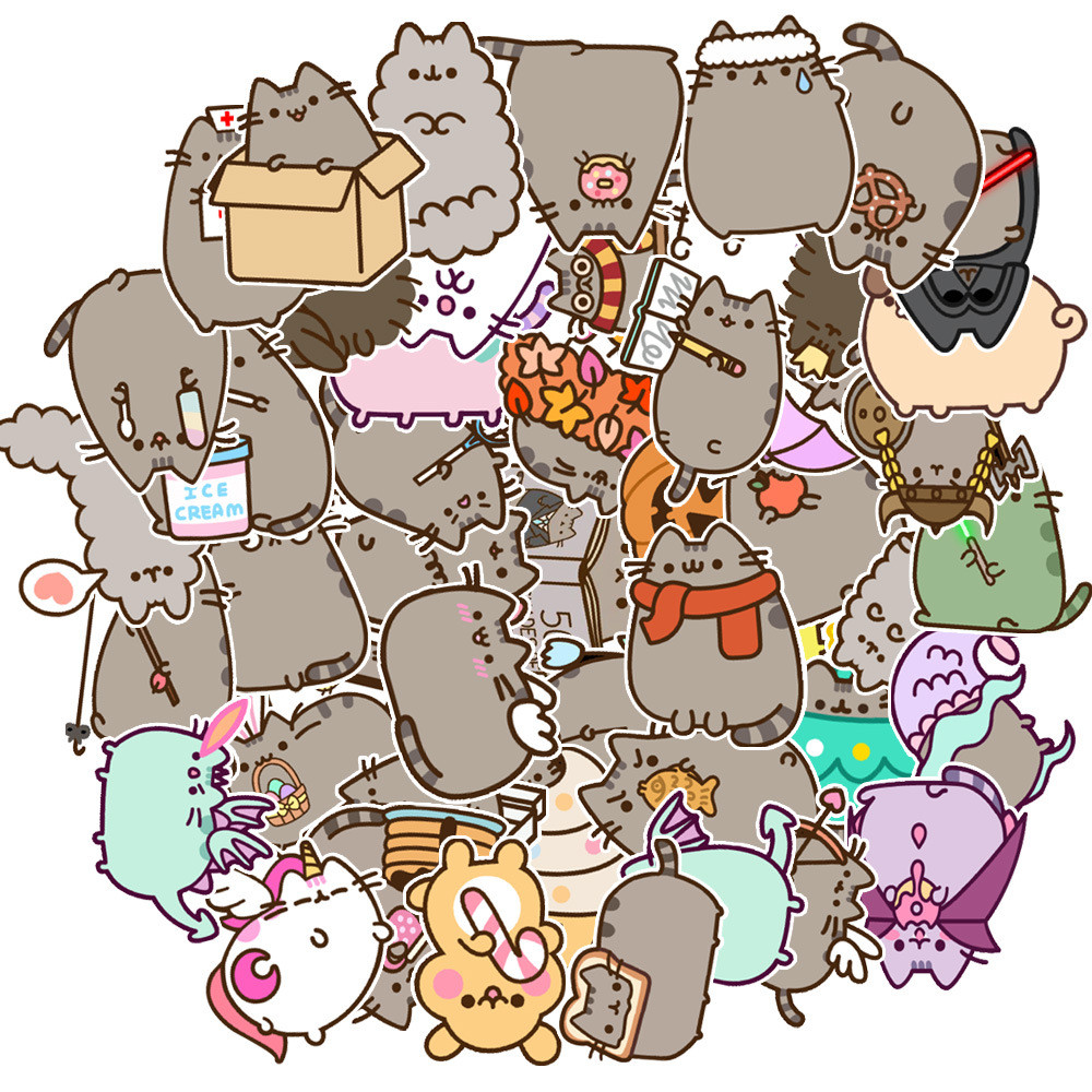 

50pcs Cute Cat Stickers For Notebook Laptop Helmet Stationery Notepad Sticker Aesthetic Scrapbooking Material Craft Supplies