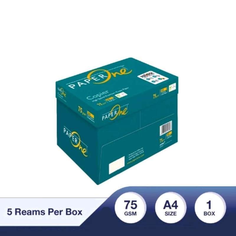 

Paper One Kertas HVS A4 75gr Copier 2500 Sheets 1 Box (5 Reams)