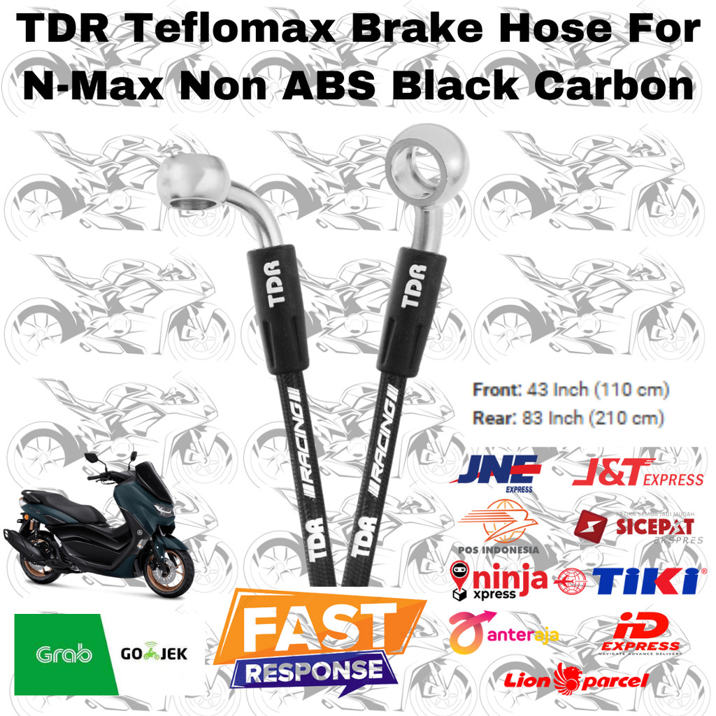 TDR Teflomax Brake Hose For all new n-max n-max old NON ABS black carbon banjo stainless selang rem 