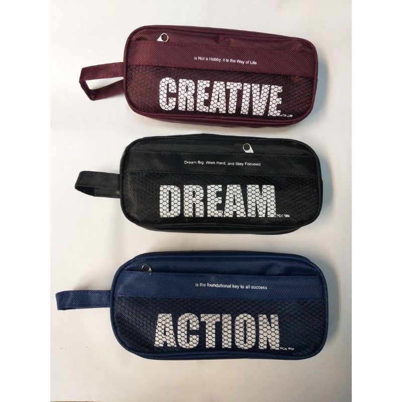 

Kotak pensil Motivasi bahan / pencil case / tempat pensil bahan kain murah dua zipper