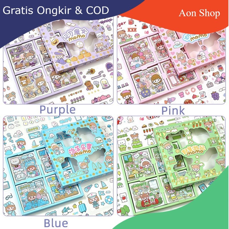 

AS Stiker Box Viral Sticker Tumbrel Aesthetic Box i00pcs Stikcer MOMO Korea