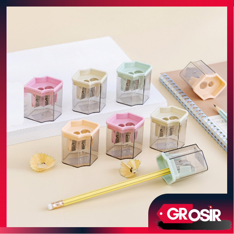 

Grosir - S5739 Rautan Pensil 2 Lubang / Serutan Pensil Warna Warni / Rautan Serutan Pensil Warna Wadah Besar Murah Berkualitas