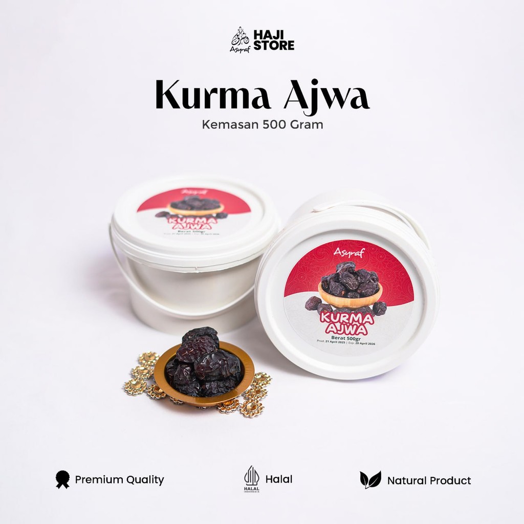 

Kurma Ajwa 500 Gram Asyraf Kurma Nabi Premium Original Madinah