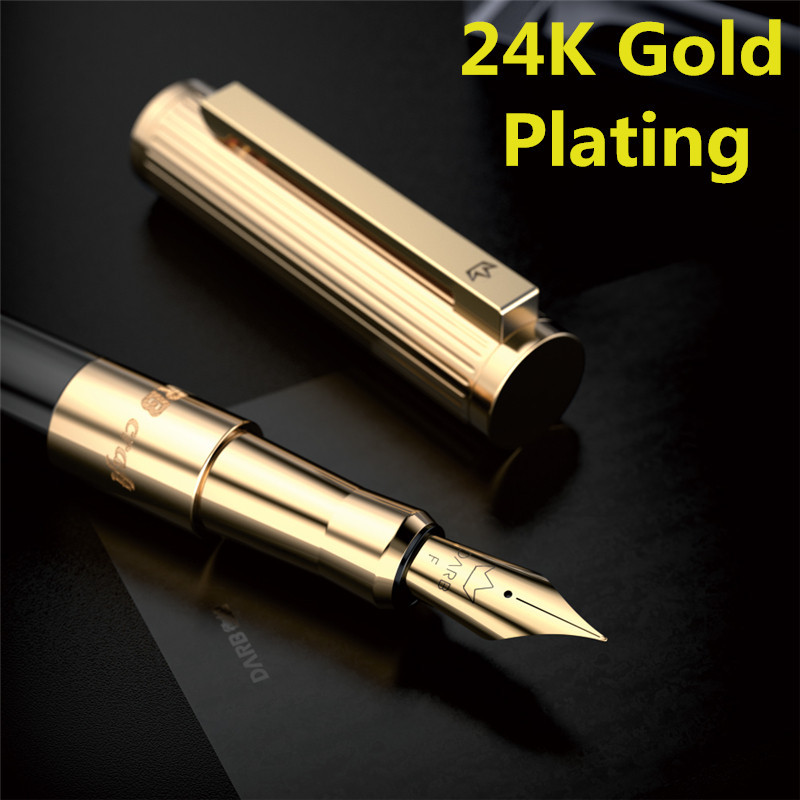 

DARB Luxury Fountain Pen Plated With 24K Gold Plating High Quality Business Office Metal Ink Pens Gift Classic