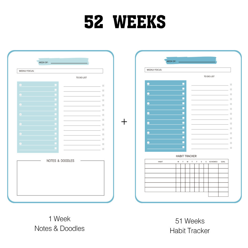 

[Whispers] [DOTDING] A5 Weekly Planner 52 Mingguan PU Leather - Agenda Bulanan & Garis Tahan Air