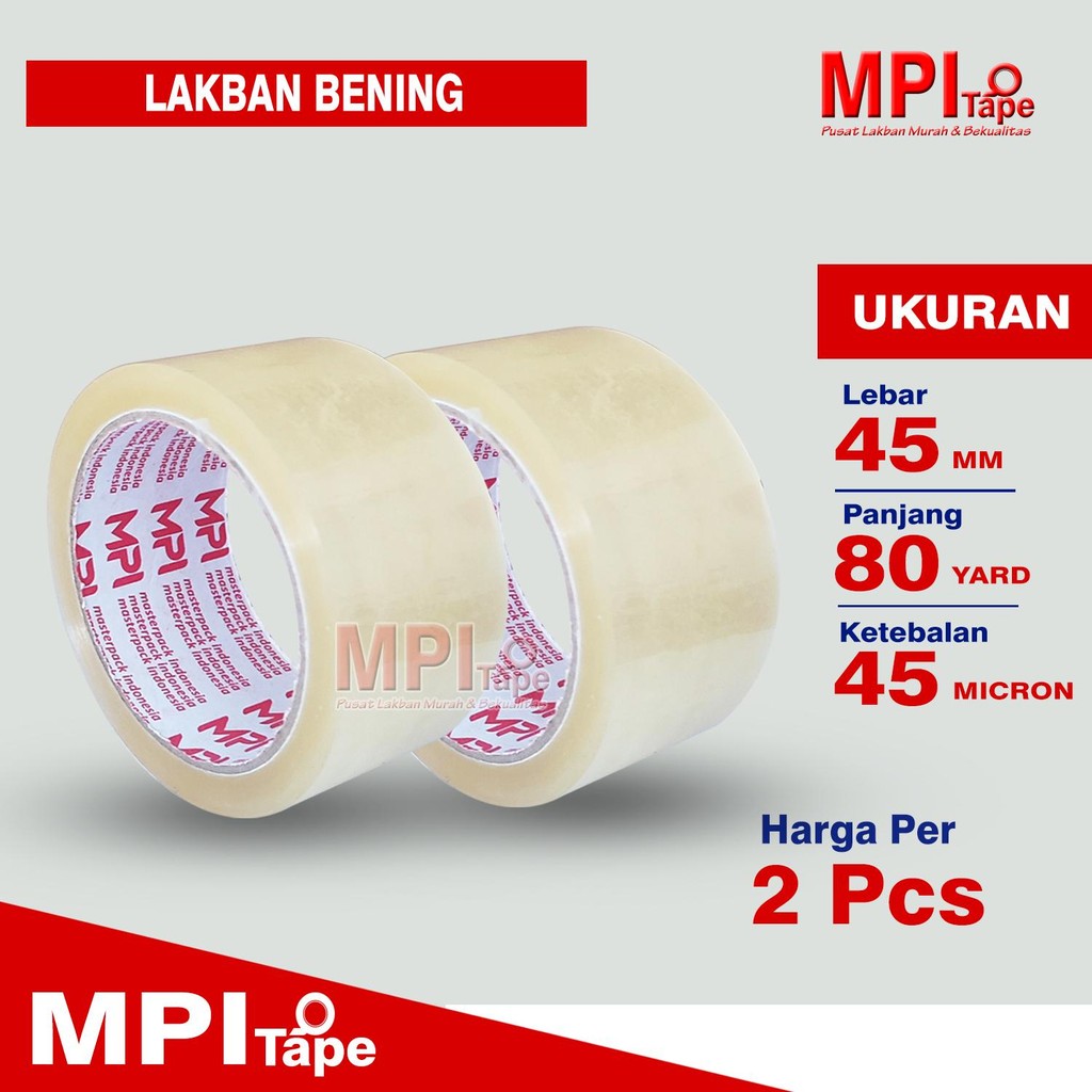 

2 Pcs - Lakban Bening MPI 45 mm x 80 yard - Lakban Packing