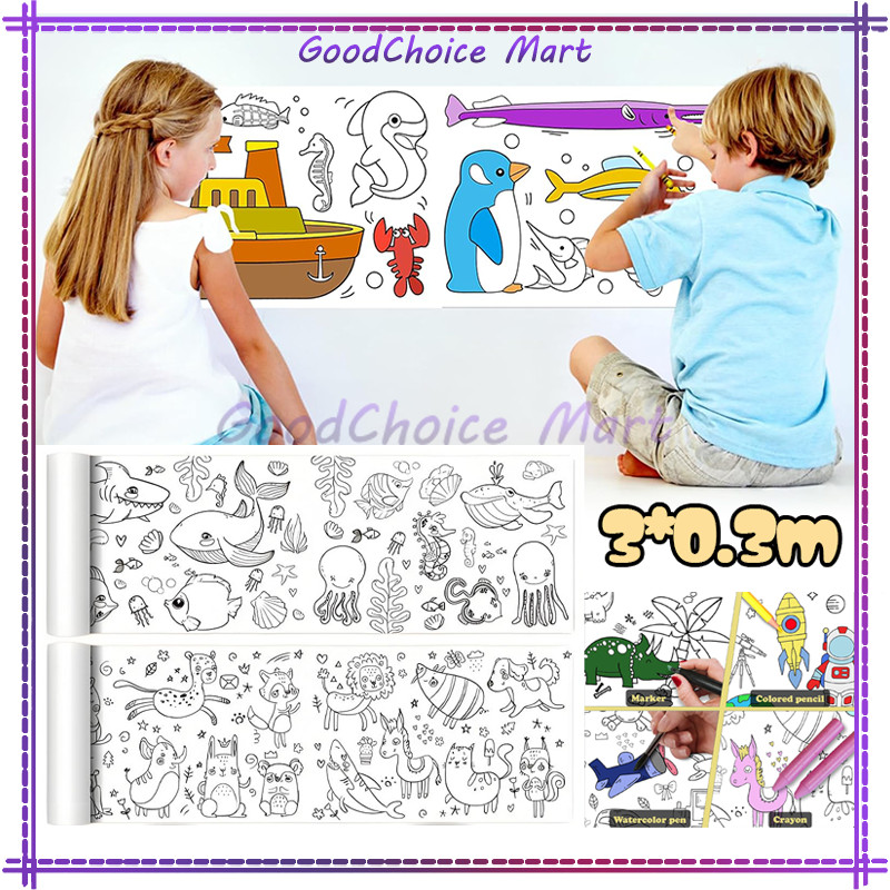 

3 METER Graffiti Scroll Kertas Mewarnai Jumbo Anak / Coloring Roll Paper