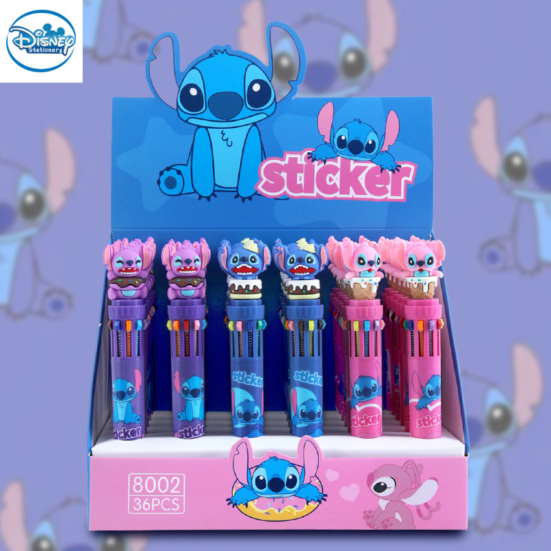 

Disney Stitch 6/36pcs Ballpoint Pen Cartoon 10 Color Marker 0.7Kids Graffiti Multicolor Hand-held Pen Students Learn Stationery