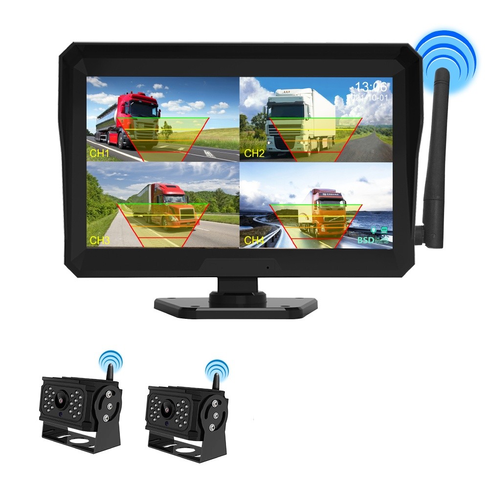 10 Inch IPS Screen 2.4G Wireless transmission 128GB BSD Truck Recorder With Rearview Camera Parking 
