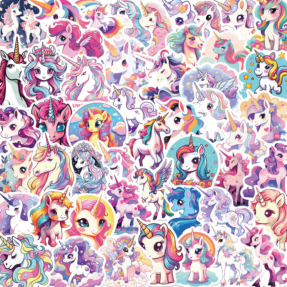 

50PCS Cute Unicorn Cartoon Animals Graffiti Stickers DIY Phone Guitar Laptop Notebook Suitcase Cup Waterproof Sticker Kids Toy