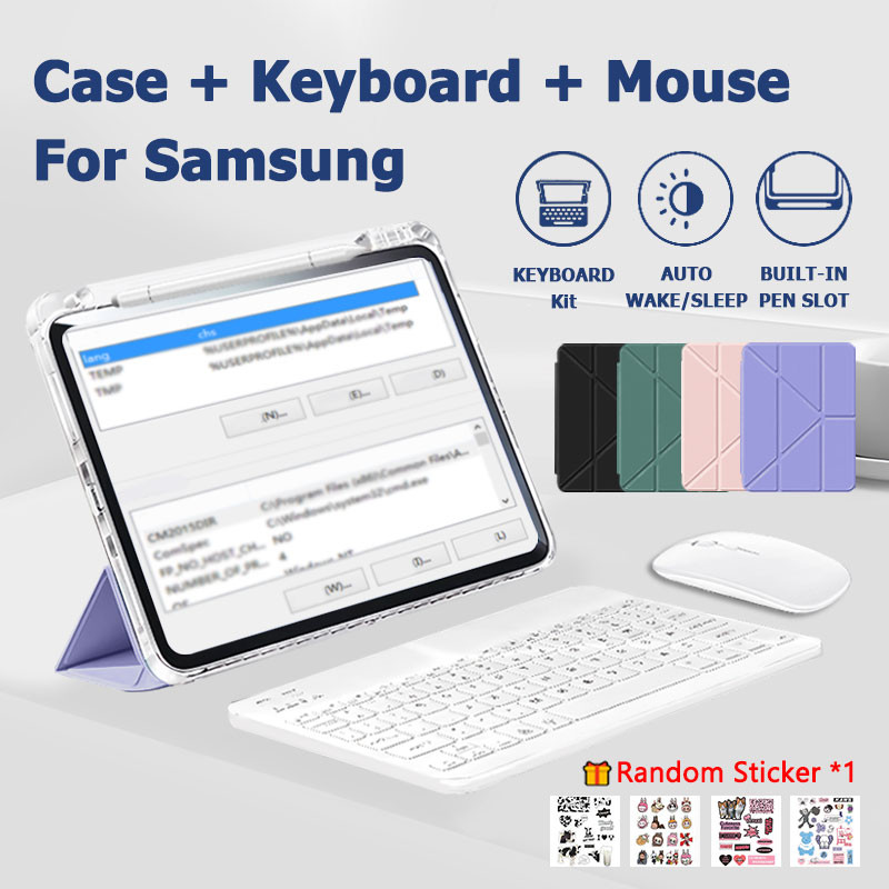 Magnetic Tablet Cover Case Wireless Mouse Keyboard Set For Samsung Galaxy Tab A8/A9/A9 Plus(A9 +)/S7