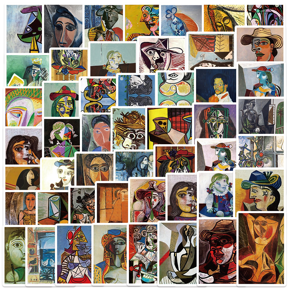 

50pcs Retro Abstract Oil Painting Aesthetic Stickers For Laptop Water Bottle Luggage Notebook Waterproof Graffiti Vinyl Decals