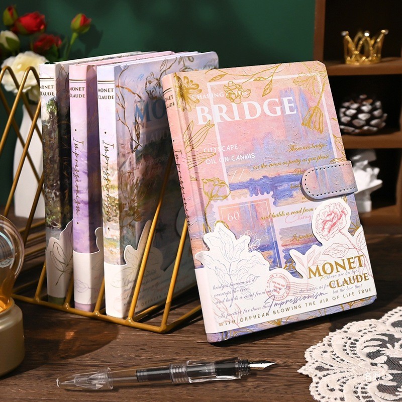 

Buku Harian Full Color Tipis Lukisan Buku /Buku Notepad Kulit / Bronzing Magnetic Buckle Notebook