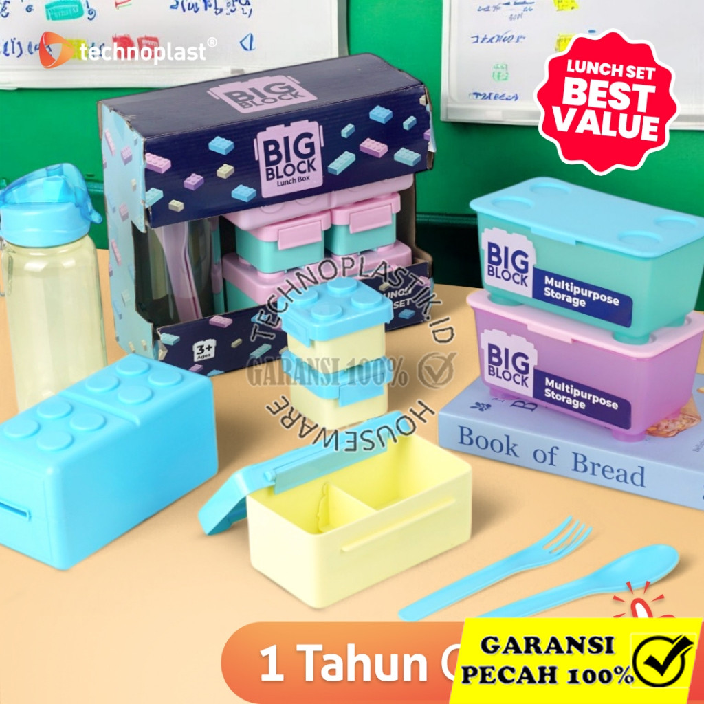 TECHNOPLAST Big Block Set Free Celengan Lunch Box Set Lego