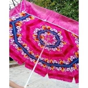 PAYUNG PANTAI SATIN KEMBANG 240CM / Payung Pantai / Payung Cafe / Payung Tenda / Payung Jualan - PIN