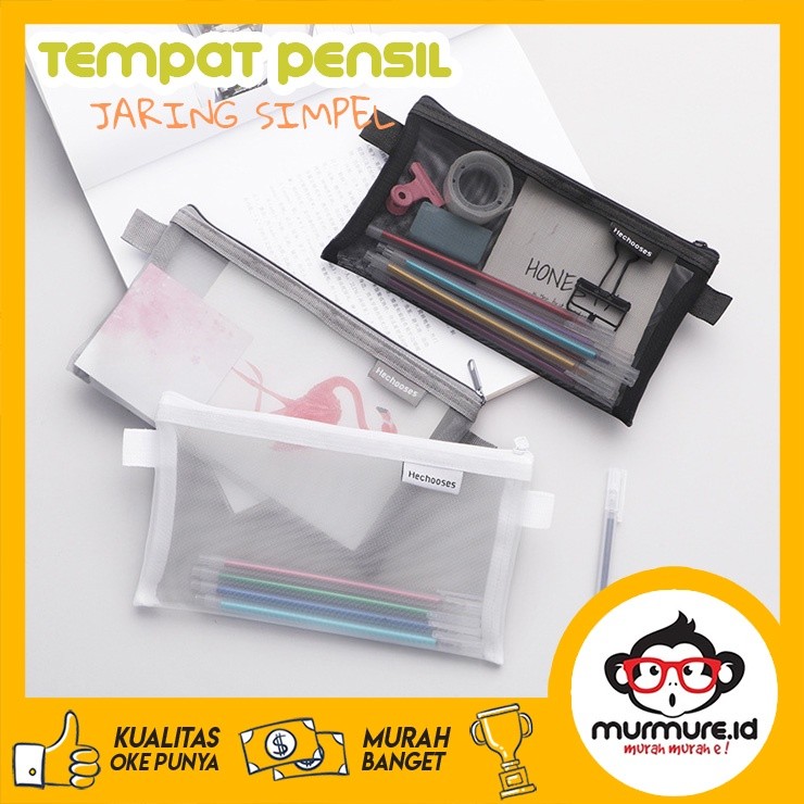 

(TERMURAH) MURMURE.ID | KOTAK PENSIL / TEMPAT PENSIL JARING TRANSPARAN / TEMPAT PENSIL TRANSPARANT POLOS IMPORT