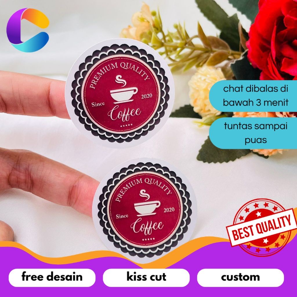 

Cetak INC 5-8 Stiker Label Minuman Coffee Sticker Tema Coffe Bulat Chromo Free Desain Kopi Uk.Sedang