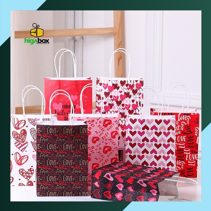 

Paperbag Motif Love Valentine's Day / Tas Kertas Kraft Paperbag Kraft tebal / Paper Bag Kantong Kertas Motif Valentine's Day / Goodie Bag Kraft Hampers Souvenir | AK02U1(M)