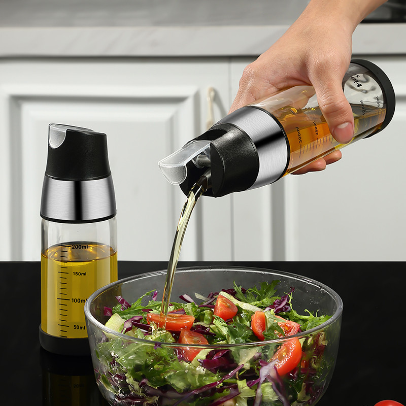 Durable High Borosilicate Glass Oil Pot Leak-Proof Seasoning Storage Bottle Transparent Glass Oil Bo