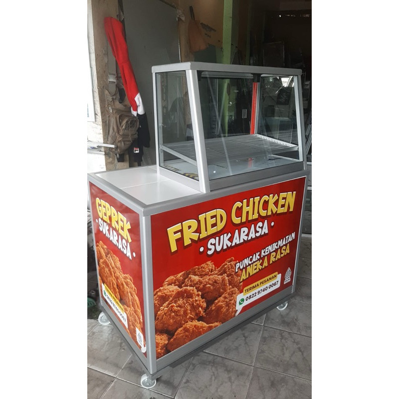 Booth / Etalase / Gerobak Alumunium Fried Chicken Stiker