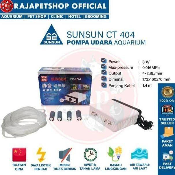 (Pompa Udara) Sunsun Ct 404 Pompa Udara Aerator 4 Lubang Aquarium Air Pump Oksigen