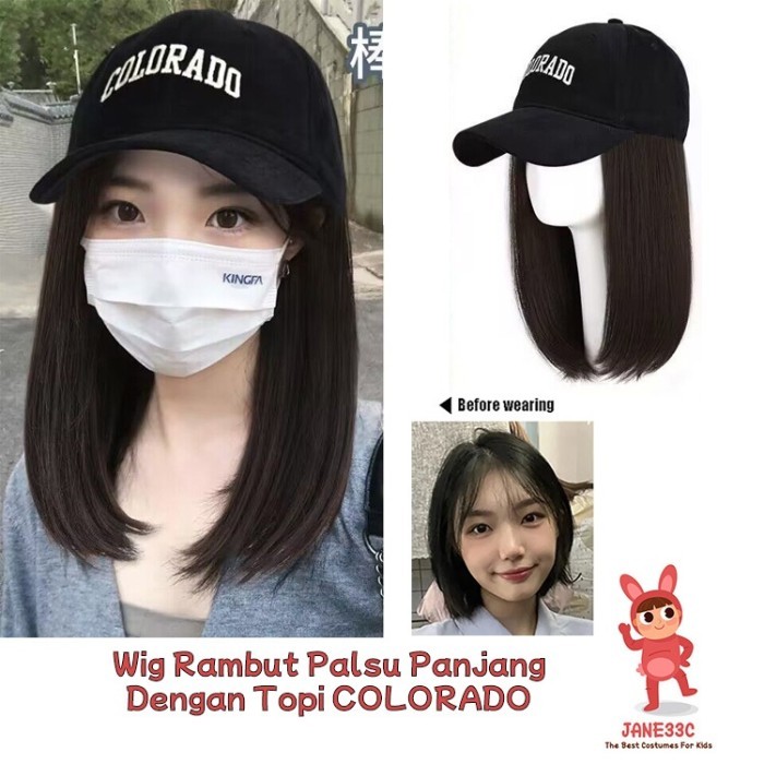Wig Topi Baseball Rambut Palsu Panjang COLORADO