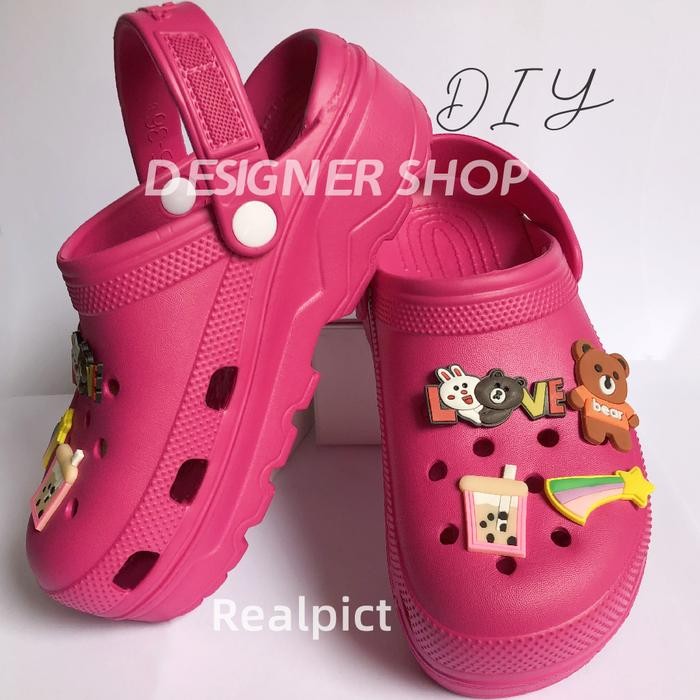 Sepatu Sandal Jelly fuji Wanita Import Wedges Baim crocs