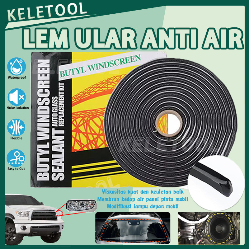 Pita Karet Butil Diameter 9mm Lem Ular Hitam Lem Lampu Depan Tahan Air Isolasi Kebisingan Lampu Depa