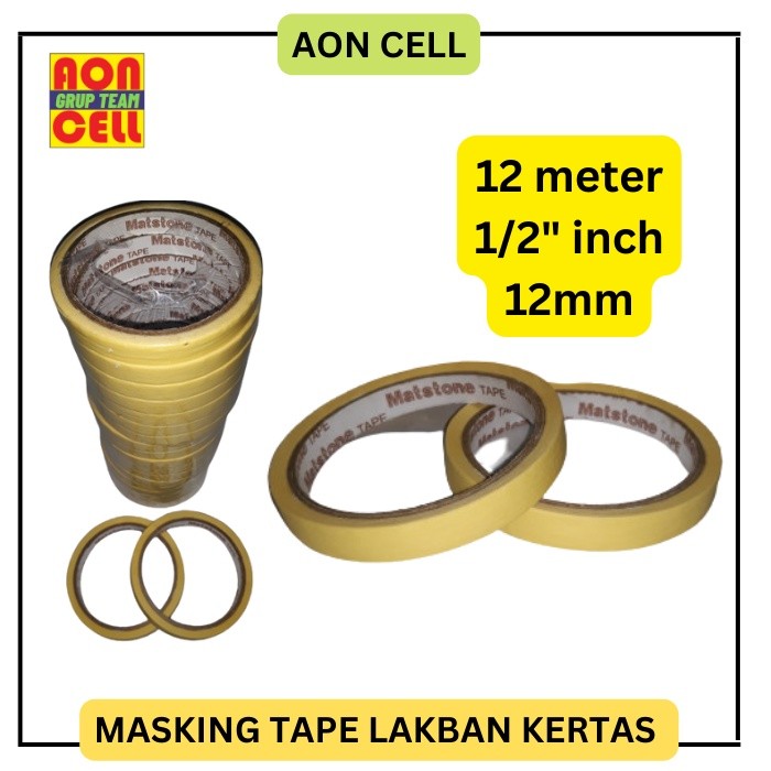 

[AS] MASKING TAPE LAKBAN KERTAS 12 mm 1/2 INCH 12 Meter Selotip Kertas