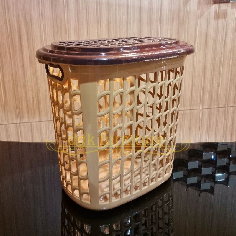 JAMIN MURAH Keranjang Laundry Box Tempat Penyimpanan Cucian Pakaian Baju Anak Bayi Kotor Bertutup Tu