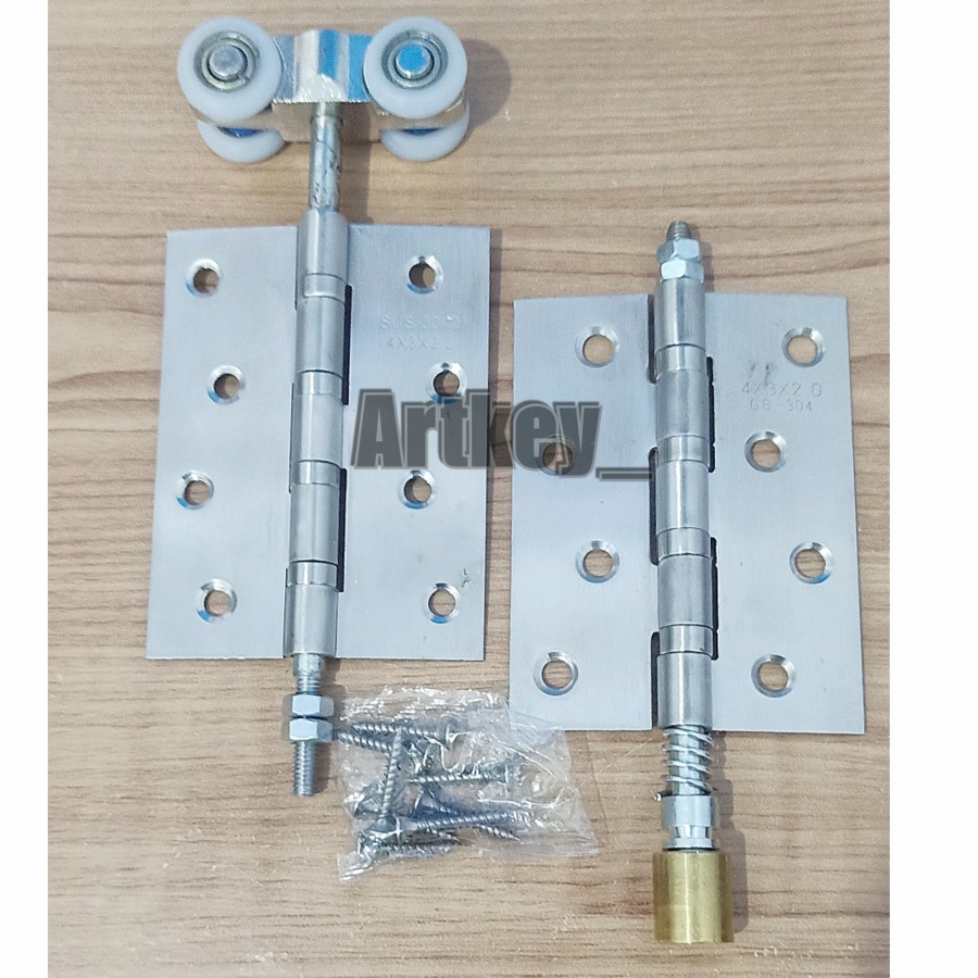 RODA SLIDING PINTU LIPAT DAN GAIT BAGIAN BAWAH komplit engsel 4 inci