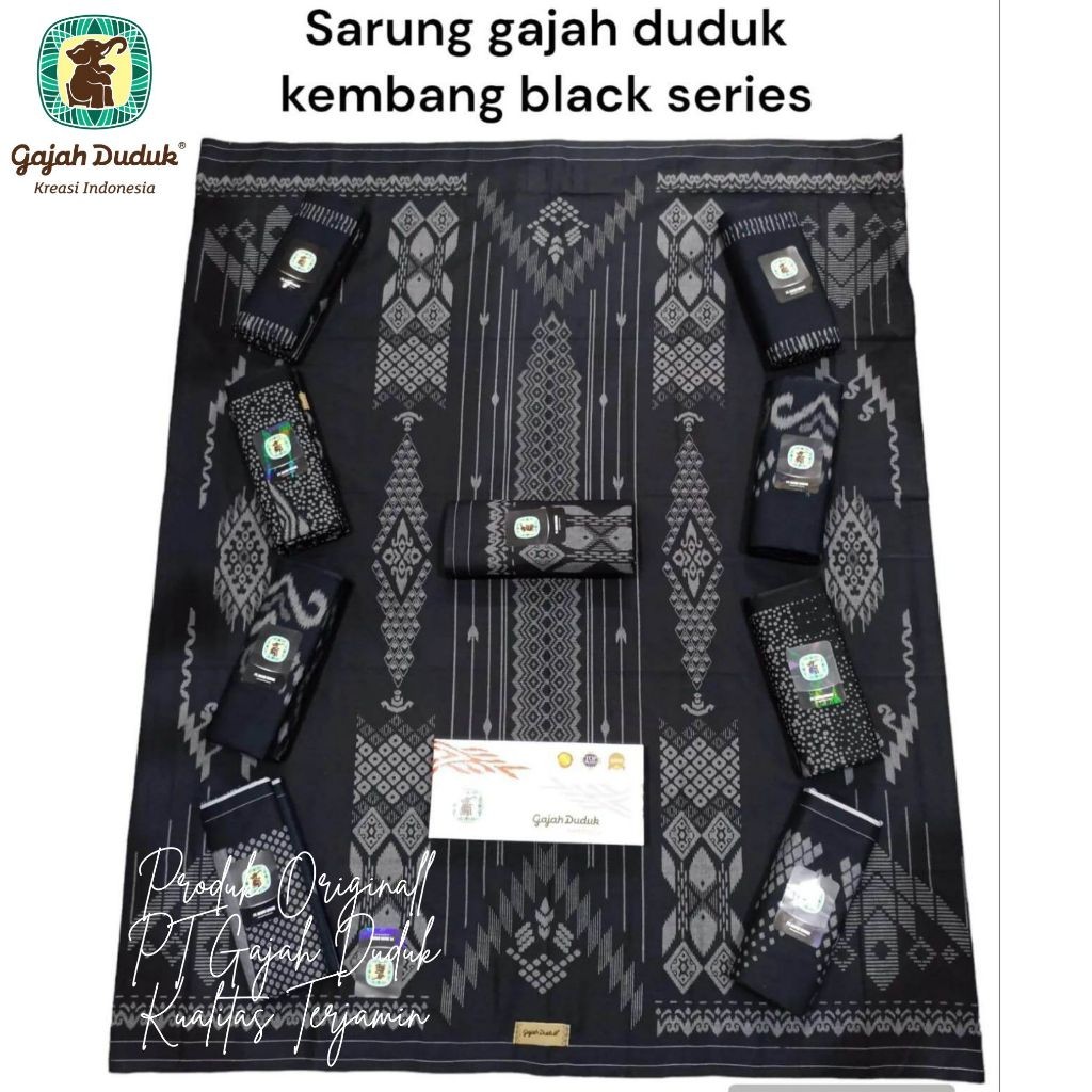 10 PCS - Grosir SARUNG GAJAH DUDUK ASIA NUSANTARA SERI KEMBANG KODIAN MURAH BLACK SERIES SERI WARNA