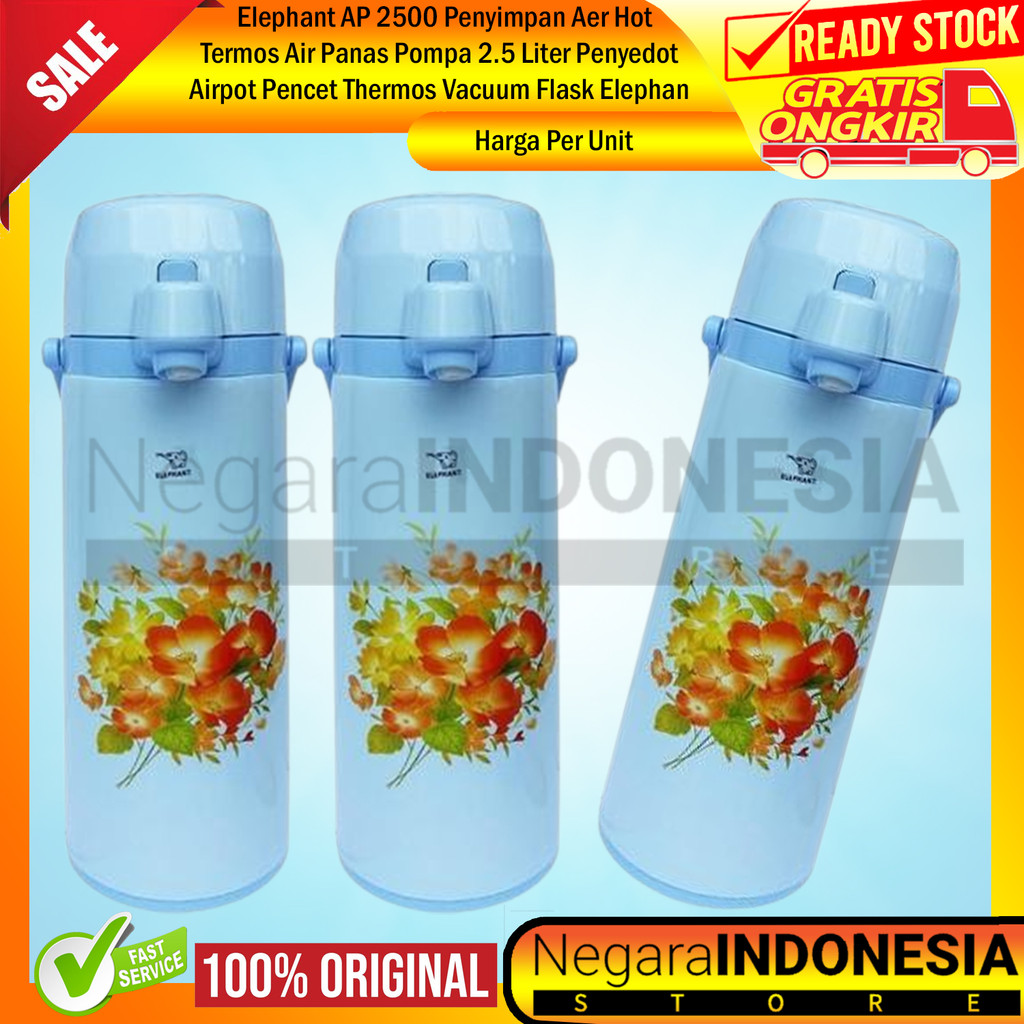 Elephant AP 2500 2.5 Liter Airpot Tekan Dingin Sedot Termos Air Panas Pompa Pencet Thermos Vacuum Fl