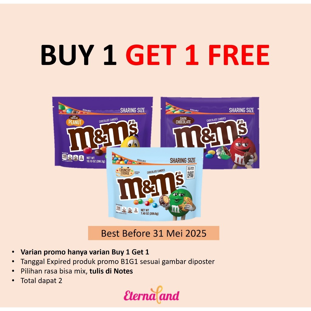 

M&M Chocolate Sharing Size - Cokelat M&M Impor USA Aneka Varian Rasa