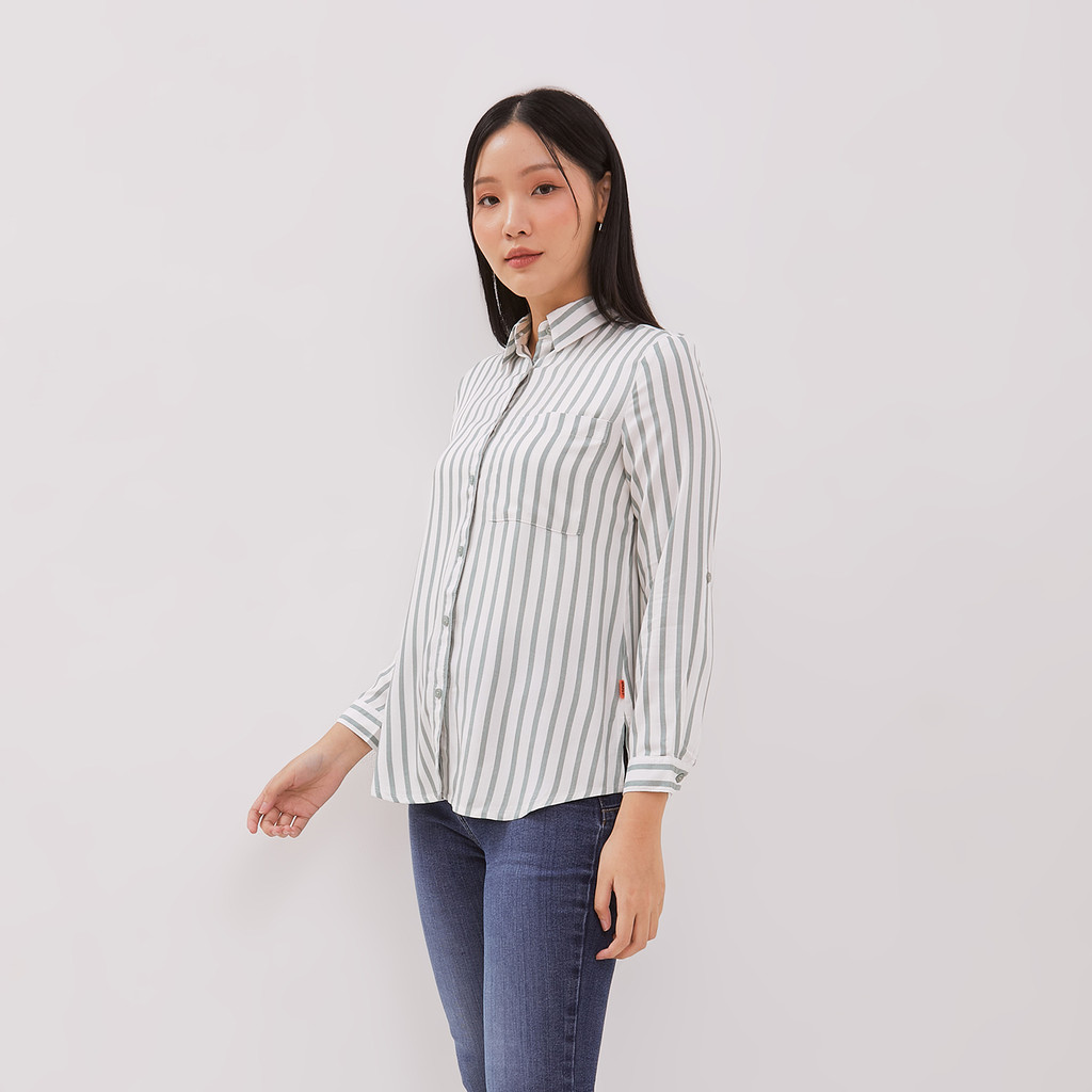 DUST Kemeja Kamina Garis Hijau Comfease (D.116472)